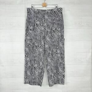Michael Kors Womens Linen Blend Cargo Pants Plus Size 2X Zebra Print Casual